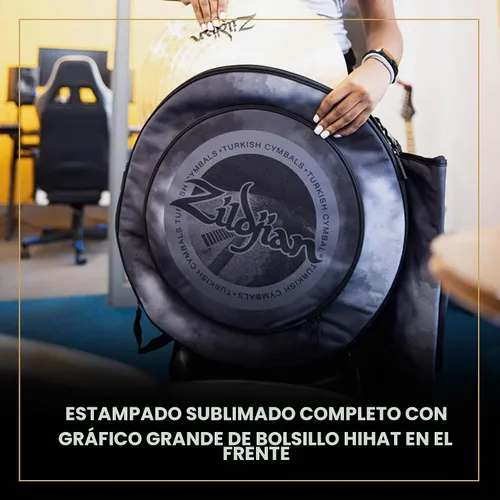 Vista 6 de Zildjian Mochila para 20 estudiantes, bolsa de platillo, negro y gris