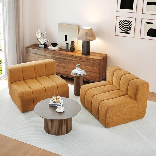 Vista 32 de LEVNARY Módulo redondo 1/8 para sofá modular (beige)