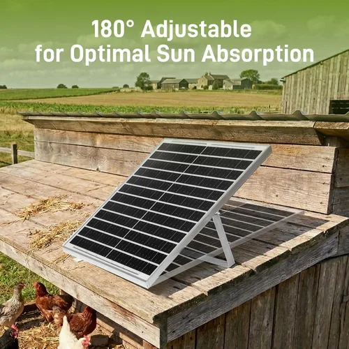 Vista 7 de Ventilador solar de 25 W para gallinero con batería y batería de 2000 mAh, 3 modos inteligentes, ventiladores dobles de 4.7 pulgadas, ventilador