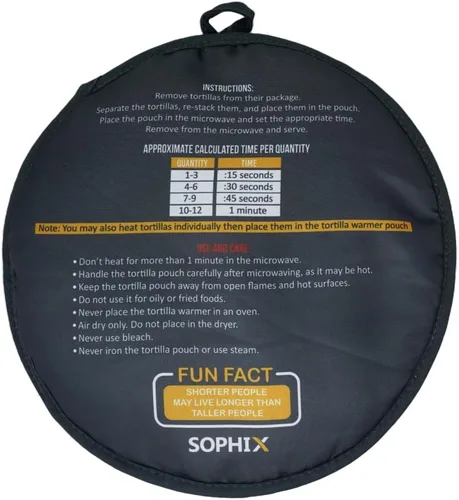 Vista 7 de Sophix Bolsa para calentar tortillas, tamaño grande de 12 pulgadas, este soporte de tela con aislamiento térmico mantiene las tortillas, el pan Naan