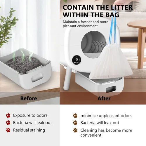 Vista 6 de 120 forros para caja de arena para gatos para Fumoi y Fsitego, caja de arena autolimpiante, bolsas de arena para gatos extragruesas y resistentes