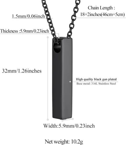 Vista 107 de FindChic Collares personalizados con urna para cenizas, barra vertical, gato, luna, reloj de arena, garra de perro, acero inoxidable, chapado en oro