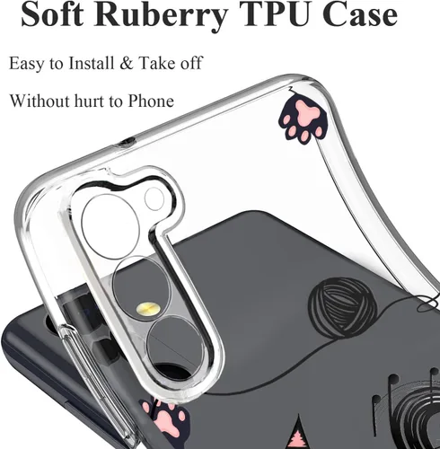 Vista 4 de Unov Funda para Galaxy S23, transparente con diseño, ajuste delgado, buen agarre, funda de teléfono en relieve, cubierta protectora a prueba