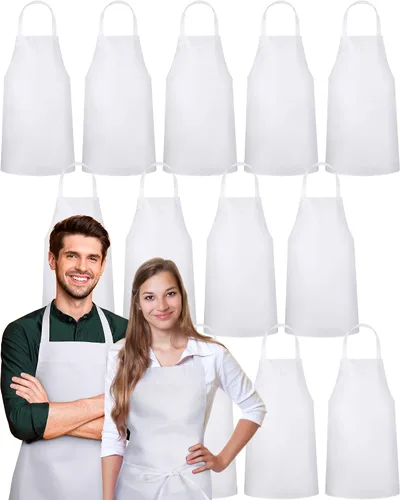 Vista 12 de Foaincore Paquete de 36 delantales con peto, delantales lisos a granel para hombre y mujer, delantal unisex para adultos, lavable a máquina, Negro