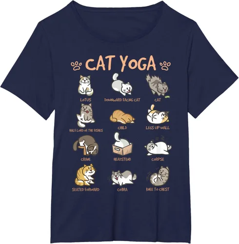Vista 21 de Cat Yoga Poses Cats Practicing Mindfulness Meditación Kitten - Camiseta, Negro, S
