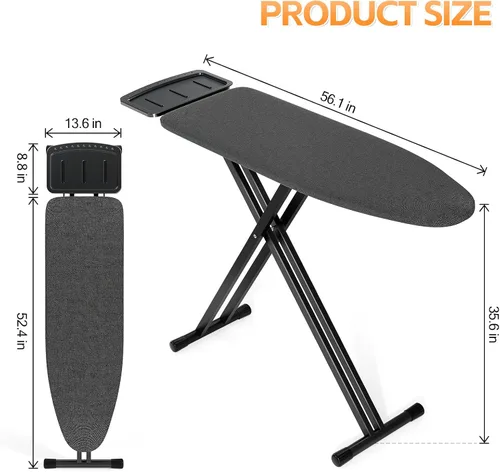 Vista 2 de APEXCHASER Tabla de Planchar de Tamaño Completo, Conjunto de Tabla de Planchar y Plancha con Altura Ajustable, Tablas de Planchar Plegables