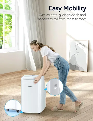 Vista 7 de VAGKRI Aire acondicionado portátil de 12,000 BTU, CA 3 en 1 con ventilador y deshumidificador, enfría hasta 450 pies cuadrados, unidad de CA de bajo
