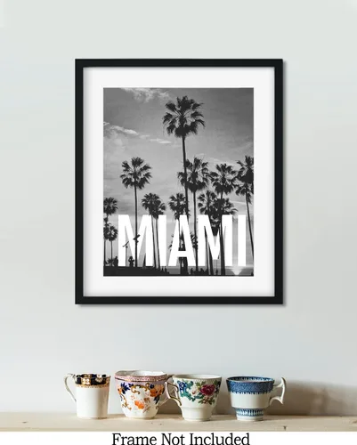 Vista 7 de Arte de pared en blanco y negro de Miami - Decoración de habitación FloridaRoom - Destino de viaje Decoración del hogar - Gran recuerdo