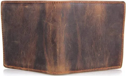 Vista 7 de Carteras de cuero genuino para hombre, Marrón, Retro
