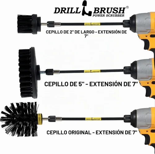 Vista 9 de Kit de limpieza de Drill Brush, cepillos con conector para taladro, ideal para limpieza de alfombras, baños, limpieza de lechadas y limpieza de Negro