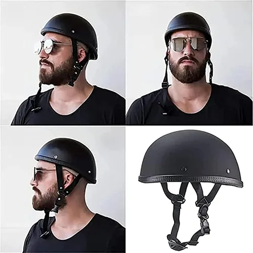 Vista 5 de Casco retro pequeño y ligero aprobado por DOT para motocicleta para hombres y mujeres, ligero estilo alemán, casco para adultos, ciclomotor