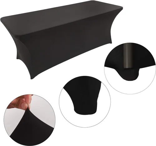 Vista 3 de LZY Paquete de 2 manteles ajustables para mesas plegables de 6 pies, espalda abierta, manteles rectangulares de elastano/elástico/elásticos