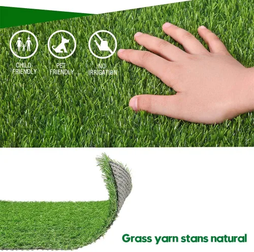 Vista 6 de Alfombra de césped artificial realista de 0.8 pulg, césped sintético para interior y exterior, para jardín, césped para mascotas, alfombra de césped