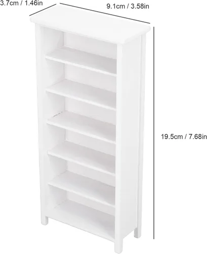Vista 8 de RTLR Gabinete de libros para casa de muñecas, decoración de simulación, casa de muñecas de abedul en miniatura, a escala 1:12 para el hogar