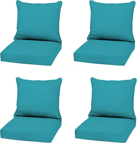 Vista 12 de Arden - Juego de cojines de asiento profundo para exteriores, 22x24, aguamarina