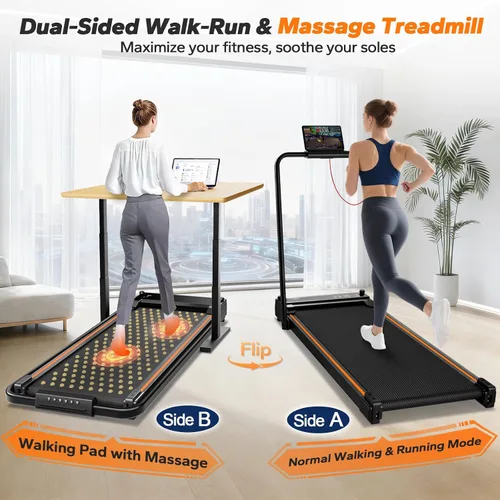 Vista 2 de Under Desk Walking Pad Treadmill with Handle Bar, 4 in 1 Compact Portable Treadmill for Home Small & Office, 3.0HP Foldable Walking Pad with APP