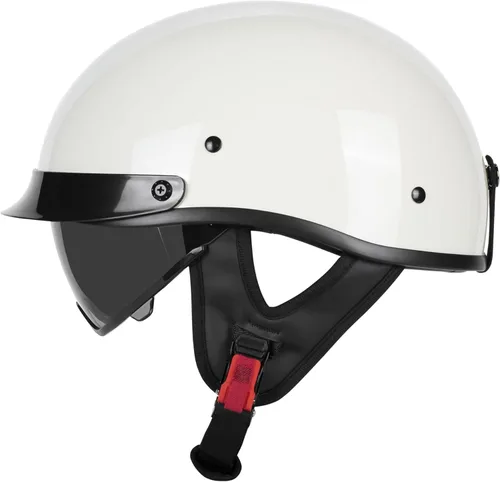 Vista 13 de Medio casco de motocicleta con visera para adultos y jóvenes, cascos retro aprobados por DOT para hombres y mujeres, compatibles con ciclomotor