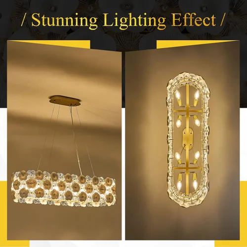 Vista 6 de Lámpara de araña moderna de cristal con 8 luces doradas de 36