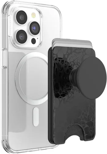 Vista 24 de PopSockets Cartera adhesiva para teléfono y tarjetero con agarre, púrpura - Aura