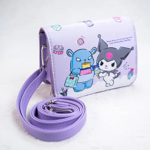 Vista 4 de Eiodlulu Bolso cruzado de gatito de dibujos animados Kawaii Cat Phone Monedero para perro Monedero para Niñas Niños Mujeres, Púrpura, dibujos