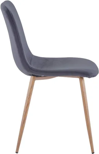 Vista 5 de Juego de 4 sillas de comedor de terciopelo gris con patas de metal, modernas sillas de comedor acolchadas