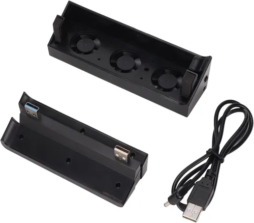 Vista 9 de Ventilador de refrigeración y concentrador USB para PS4 Slim, enfriador controlado por sensor de temperatura automático y adaptador divisor USB