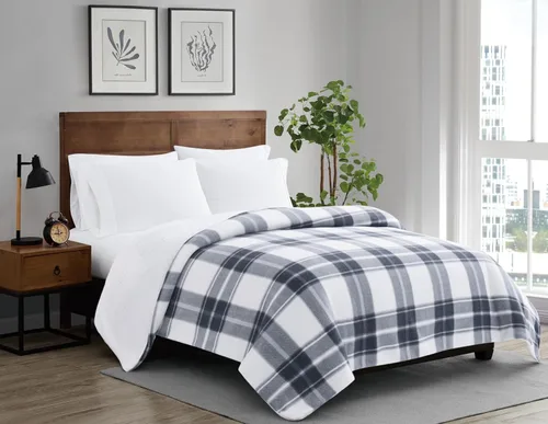 Vista 7 de Cannon Cozy Teddy - Manta de poliéster azul y crema, 1 pieza, 50 x 70 pulgadas, a cuadros, 100% poliéster, para hombres y mujeres, certificado