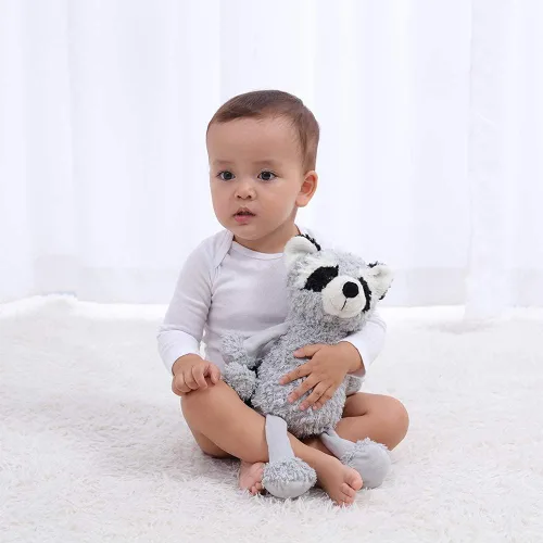Vista 3 de Apricot Lamb Juguetes de peluche de mapache gris suave de 9 pulgadas