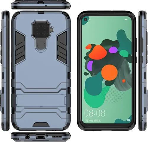 Vista 4 de Funda para Huawei Mate 30 Lite/Nova 5i Pro (6.26 pulgadas) 2 en 1 a prueba de golpes con función de atril Hybrid Dual Layer Armor Defender Funda