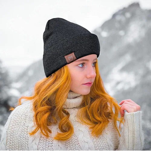 Vista 6 de Winter Beanie for Men Women Cold Weather Thermal Fleece Lined Knit Hat Warm Cuffed Stocking Cap
