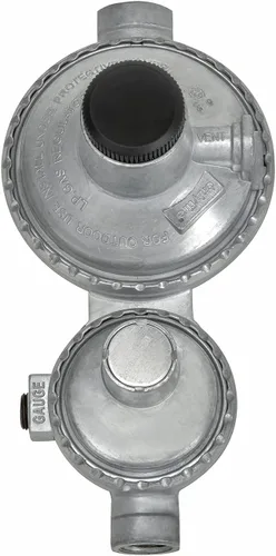 Vista 2 de only fire Regulador de propano horizontal de dos etapas, manguera de propano de 5 pies y 1/4" NPT con conexión POL Regulator Inlet 1/4" Female NPT