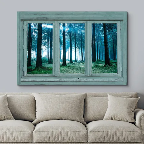 Vista 3 de Cuadro decorativo con diseño de ventana moderna blanca con vista, de la marca Wall26®