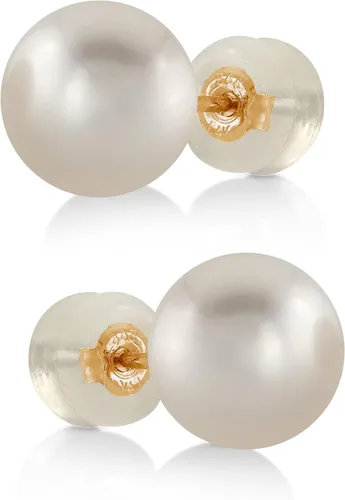Vista 24 de THE PEARL SOURCE White Japanese Akoya Pearl Stud Earrings for Women – Genuine Cultured Pearls, Hypoallergenic Jewelry with Secure 14k Gold Backing