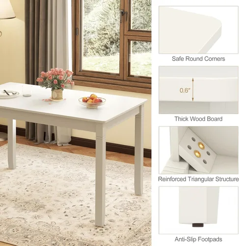 Vista 13 de Giantex Mesa de comedor para 4 personas, mesa de cocina de 48 x 29 pulgadas con patas de madera, mesa de comedor rectangular para espacios pequeños