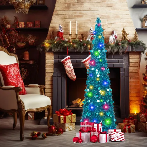 Vista 5 de N&T Nieting - Árbol de Navidad de oropel Azul