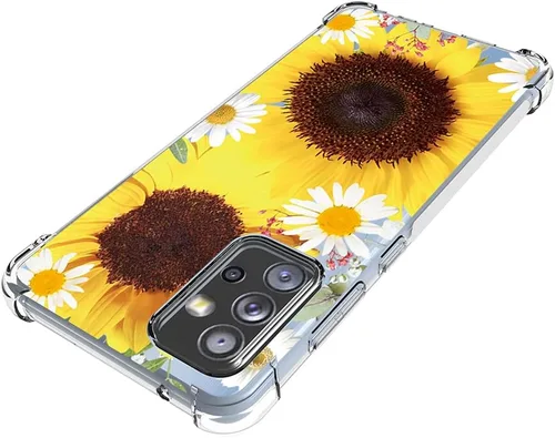 Vista 4 de Funda de teléfono para Galaxy A52 4G, Samsung A52 5G funda para niñas y mujeres, delgada, a prueba de golpes, patrón floral, suave, flexible, funda