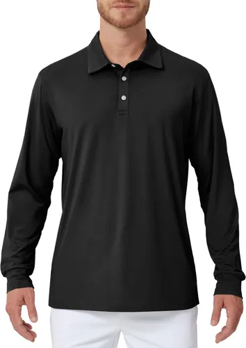 Vista 2 de NAVISKIN Camisas polo de manga larga para hombre, camisas de golf con cuello UPF 50 SPF para hombre, secado rápido, absorbe la humedad