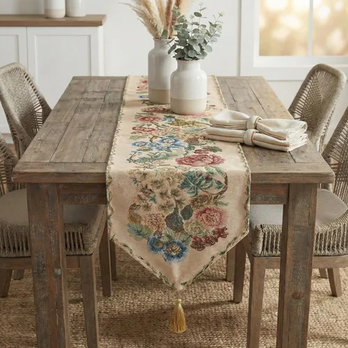 Vista 5 de Tache Tapestry - Camino de mesa rústico con diseño floral de campo, 13 x 48 pulgadas