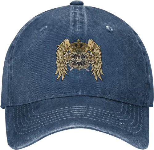 Vista 2 de Cowboy Hat Trendy Hats for Man and Women Djustable Four Season Outdoor Baseball Cap of Hell Skull with Angel Navy Blue