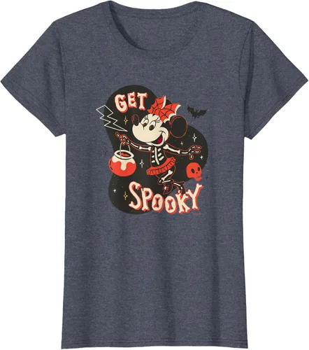 Vista 58 de Disney Disfraz de esqueleto de Minnie Mouse para Halloween, camiseta espeluznante Negro