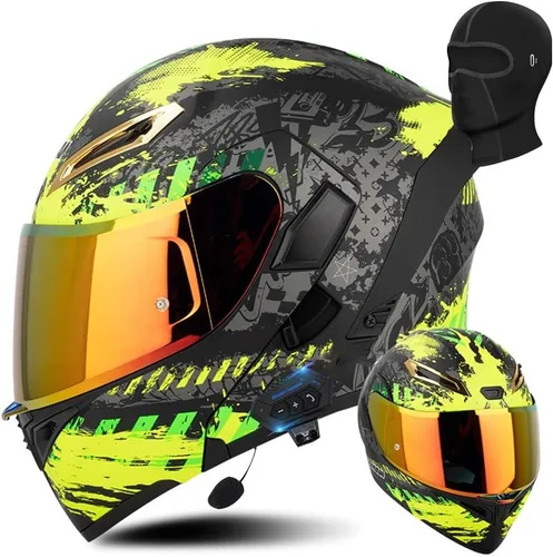 Vista 23 de AAREG Casco de motocicleta unisex para adultos, fibra de carbono, visera antivaho, diseño aerodinámico, Bluetooth integrado, aprobado por DOT