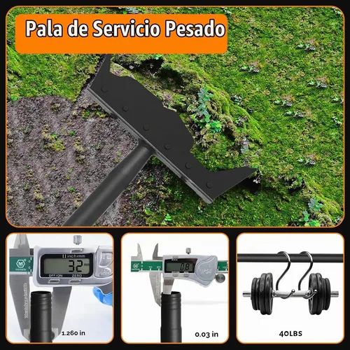Vista 3 de Raspador de Pala Plana para Jardín, Pala Multifuncional de Limpieza de Jardín con Mango Largo de 59 Pulgadas, Raspador de Piso Resistente