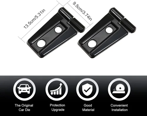 Vista 4 de 2 piezas de cubierta de bisagra de capó y accesorios de moldura para Jeep Wrangler JK y Unlimited 2007-2018 (Negro)