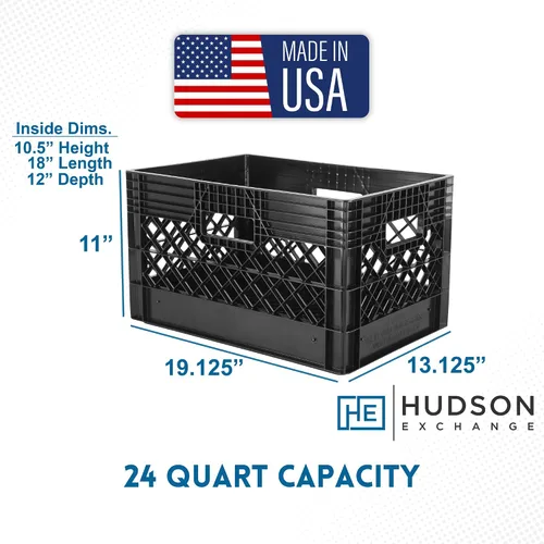 Vista 2 de Hudson Exchange - Contenedor de almacenamiento de malla de grado comercial con mango de caja de leche de 19 x 13 x 11 pulgadas