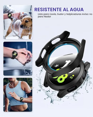 Vista 3 de Goton Funda impermeable para Samsung Galaxy Watch 5/4/FE Protector de Negro