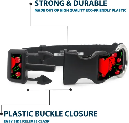 Vista 4 de BUCKLE-DOWN 9 – 15" I corazón Boys negro/cerezas collar de Clip de plástico