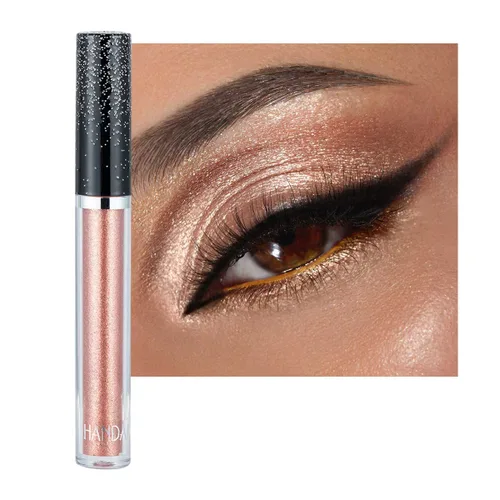 Vista 19 de Sombra de ojos líquida con purpurina brillante, maquillaje de larga duración, secado rápido (dorado metálico)