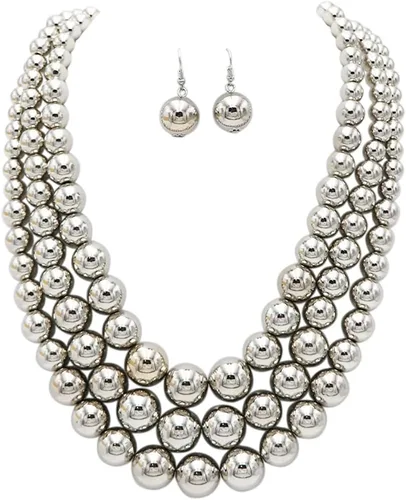 Vista 25 de Rosemarie & Jubalee Conjunto de joyería para mujer con 3 cadenas multicolores de perlas simuladas y aretes, regalo con collar, 45,7 cm + 7,6 cm