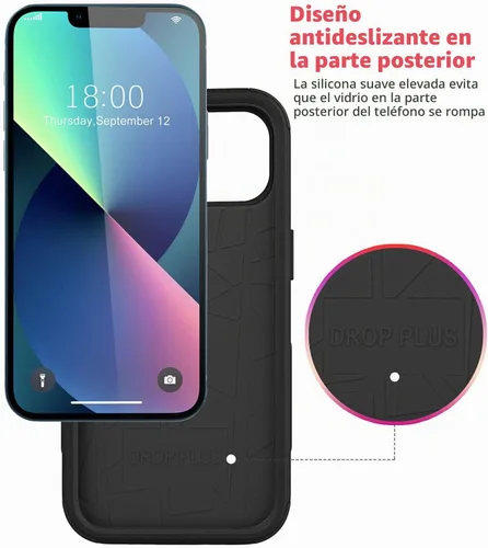 Vista 4 de Diverbox - Funda para iPhone 13 a prueba de golpes, caídas y polvo, funda de protección resistente para iPhone 13 de Apple, color negro