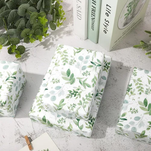 Vista 3 de 60 Sheets Greenery Tissue Paper Watercolor Green Leaves Art Tissue Spring Gift Wrapping Paper for Birthday Wedding DIY Crafts Gift Packing, 20 x 14